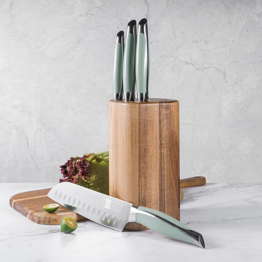 5-Piece Knife Set - Block, Chef Knife, Bread Knife, Carving Knife, Paring Knife and Utility Knife K2026