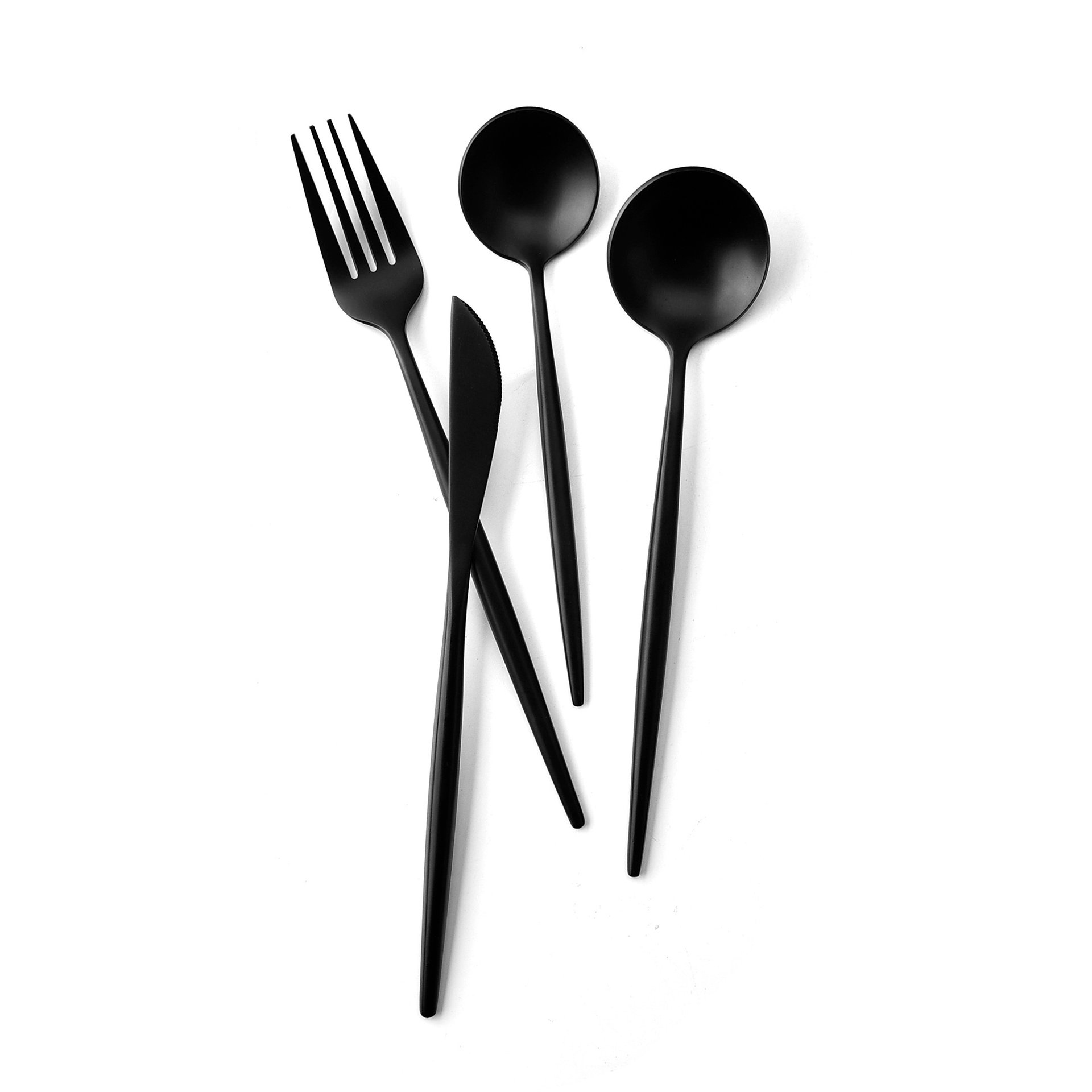4-Piece Cutlery Set - Black fork, knife and spoon BH7411